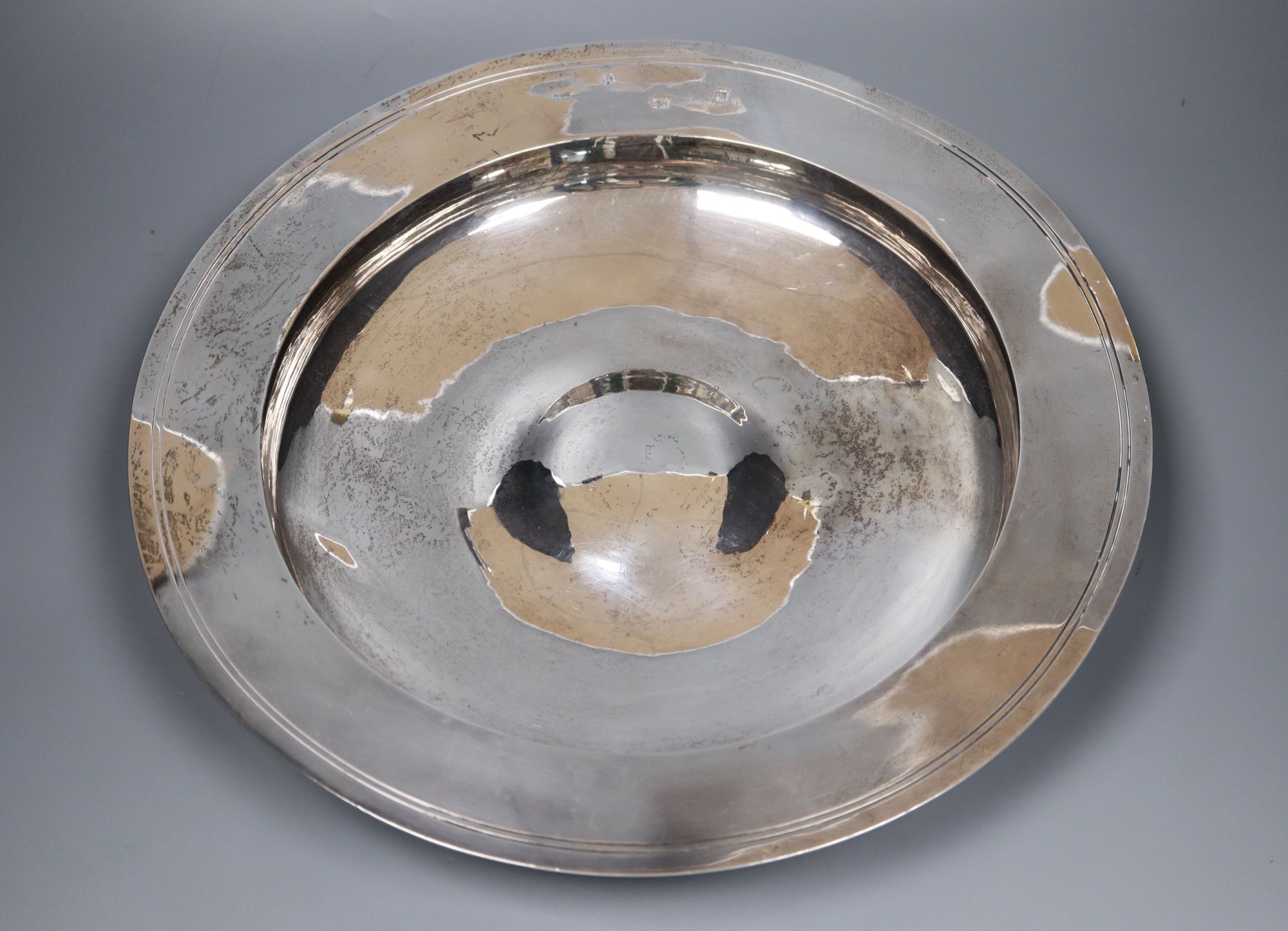 A 1930s Asprey & Co silver armada style fruit bowl, London, 1936, 40.4cm,